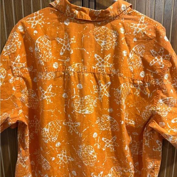 Ruff Hewn Orange and White Casual Hawaiian Button Down Shirt - Picture 6 of 6